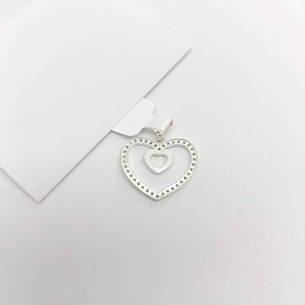 DIJE CORAZON C/CIRCONIAS PLATA .925 2.7 GR (NUEVO)