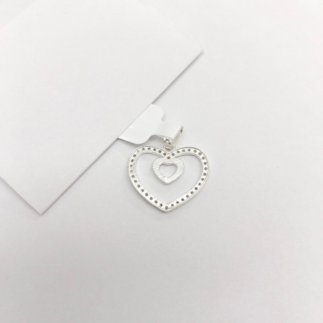 DIJE CORAZON C/CIRCONIAS PLATA .925 2.7 GR (NUEVO)