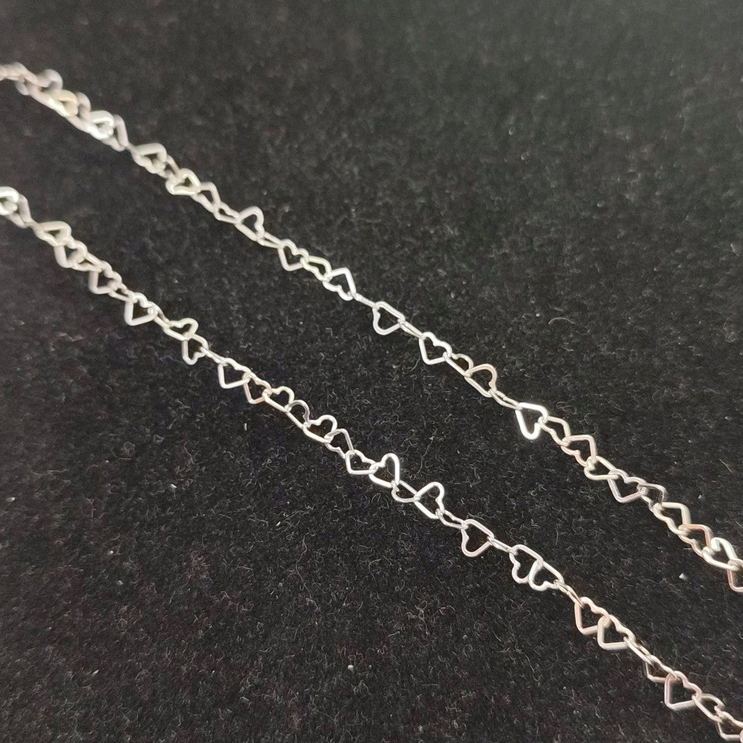CADENA CORAZONES PLATA .925 55 CM 2.82 GR (NUEVO)