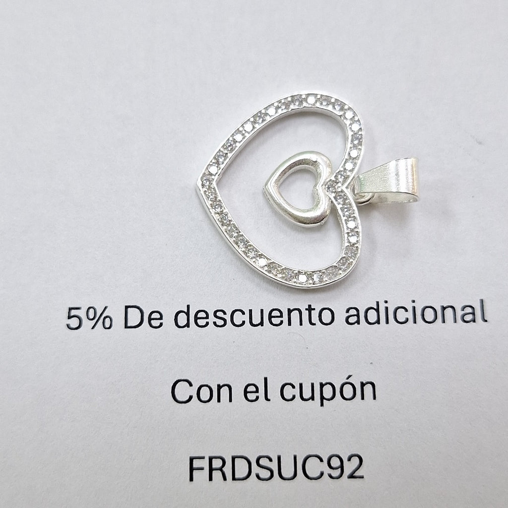 DIJE CORAZON C/CIRCONIAS PLATA .925 2.7 GR (NUEVO)