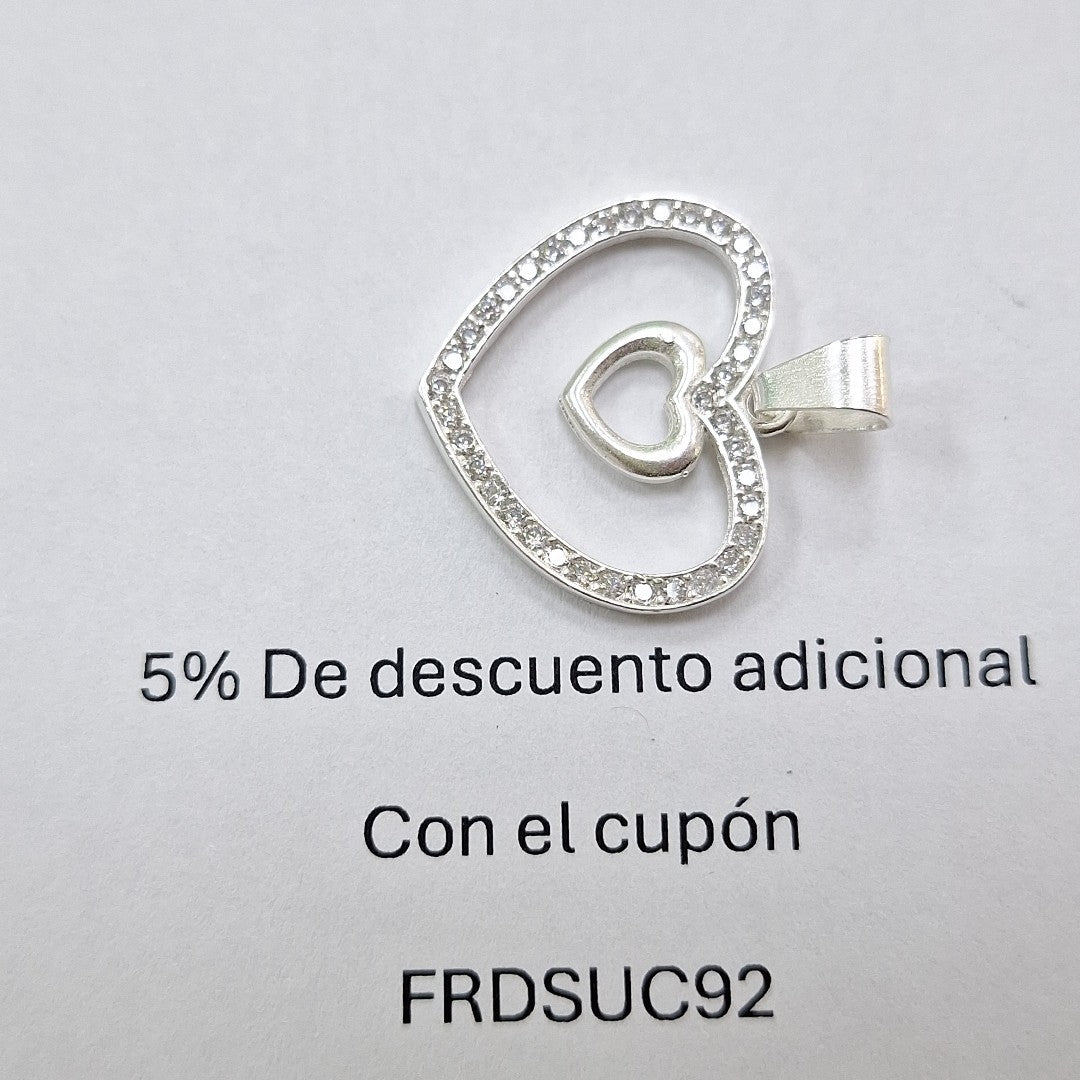 DIJE CORAZON C/CIRCONIAS PLATA .925 2.7 GR (NUEVO)