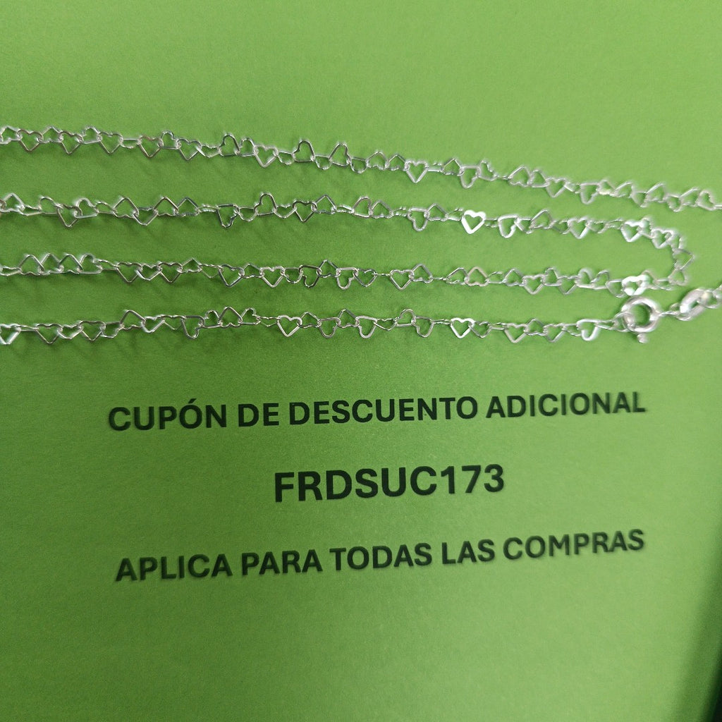 CADENA CORAZONES PLATA .925 55 CM 2.82 GR (NUEVO)