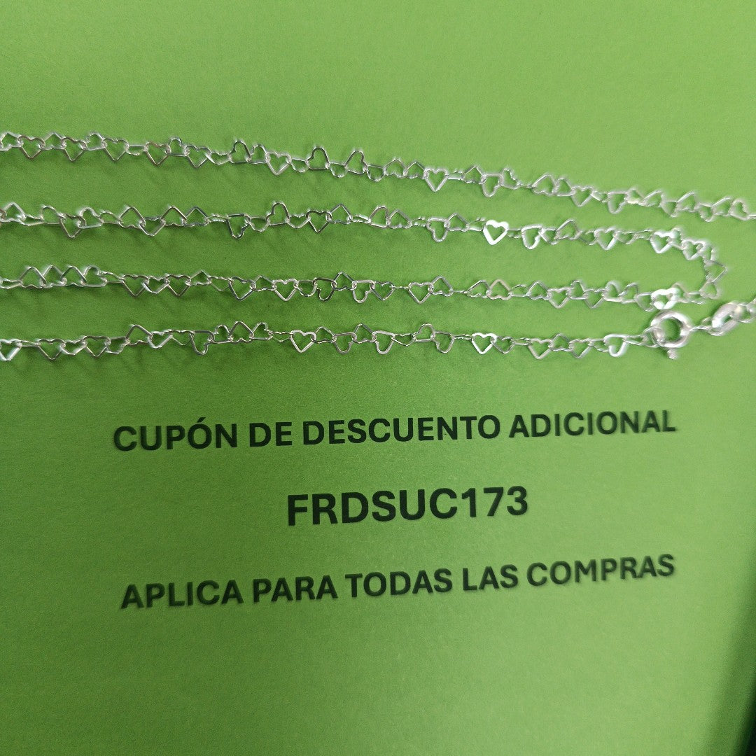 CADENA CORAZONES PLATA .925 55 CM 2.82 GR (NUEVO)