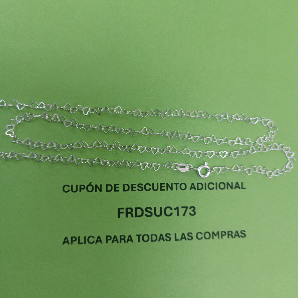 CADENA CORAZONES PLATA .925 55 CM 2.82 GR (NUEVO)