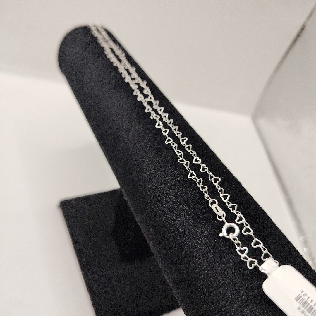 CADENA CORAZONES PLATA .925 60 CM 2.92 GR (NUEVO)