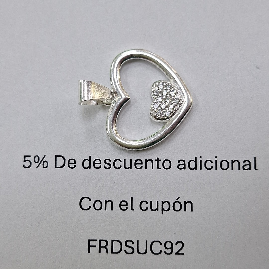 DIJE CORAZON C/CIRCONIAS PLATA .925 2.8 GR (NUEVO)