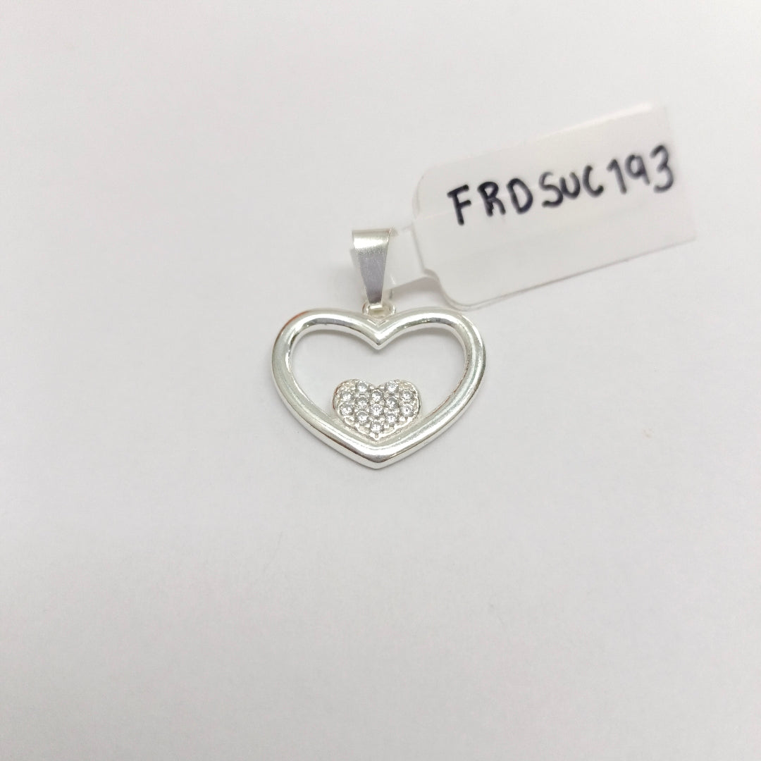 DIJE CORAZON C/CIRCONIAS PLATA .925 2.6 GR (NUEVO)
