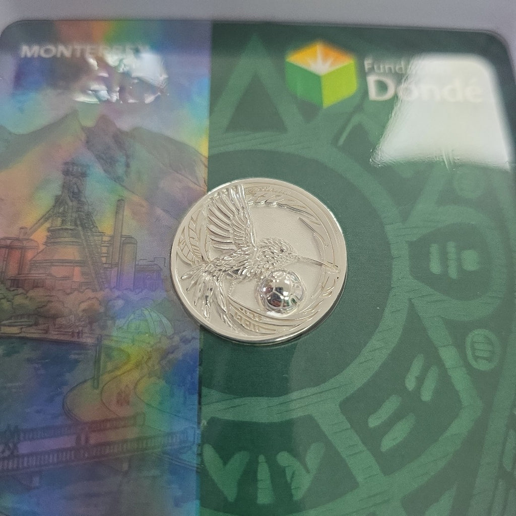 MEDALLA CONMEMORATIVA FRD FÚTBOL MOTIVO COLIBRI PLATA .925 8 GR (NUEVO)