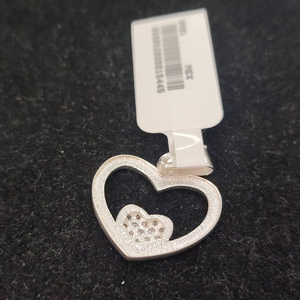 DIJE CORAZON C/CIRCONIAS PLATA .925 2.6 GR (NUEVO)