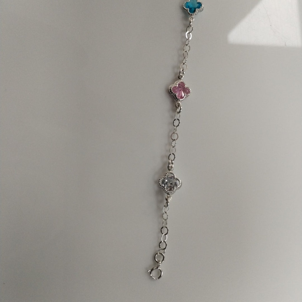 PULSERA ESPECIAL CON PIEDRAS DE COLOR PLATA .925 18 CM 3.22 GR (NUEVO)