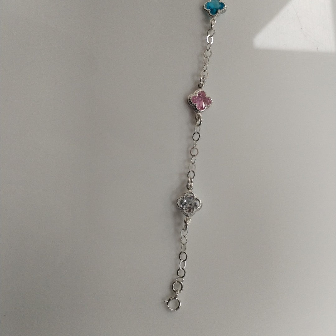 PULSERA ESPECIAL CON PIEDRAS DE COLOR PLATA .925 18 CM 3.22 GR (NUEVO)