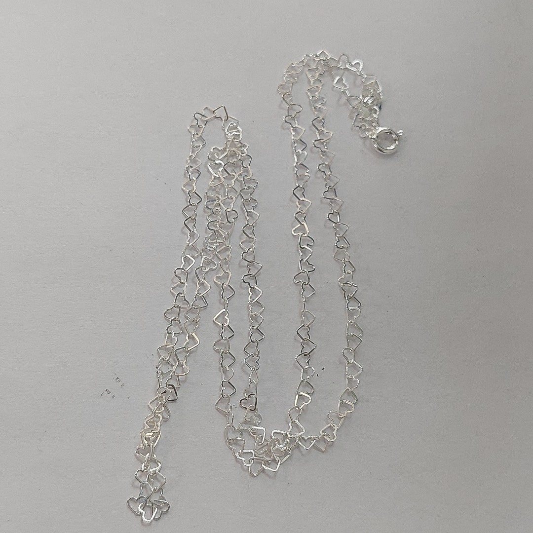 CADENA CORAZONES PLATA .925 60 CM 3.02 GR (NUEVO)