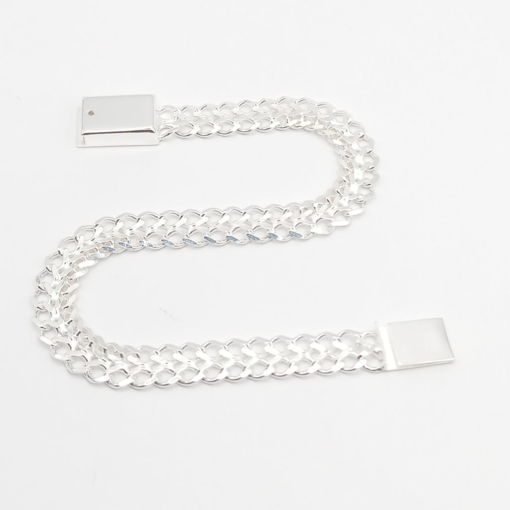PULSERA TEJIDO CHINO PLATA .925 18 CM 7.6 GR (NUEVO)