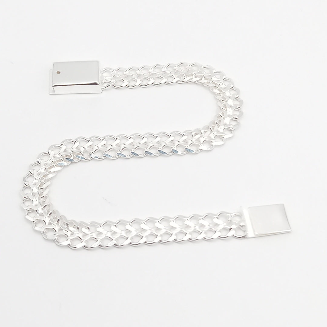 PULSERA TEJIDO CHINO PLATA .925 18 CM 7.6 GR (NUEVO)
