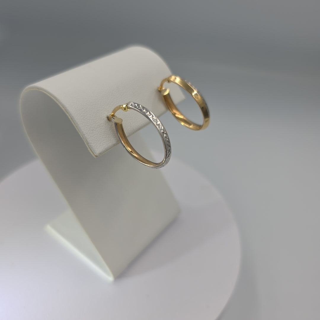 ARRACADAS PAR ORO, ORO COMBINADO 14 K 1.6 GRMS (SEMINUEVO)