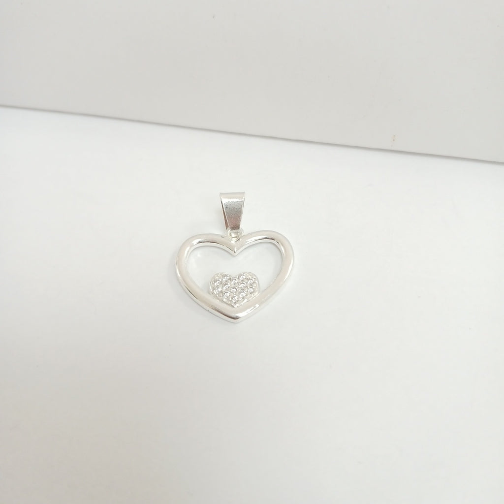 DIJE CORAZON C/CIRCONIAS PLATA .925 2.6 GR (NUEVO)