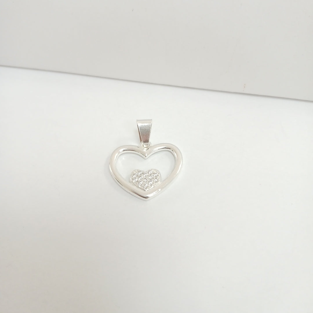 DIJE CORAZON C/CIRCONIAS PLATA .925 2.6 GR (NUEVO)