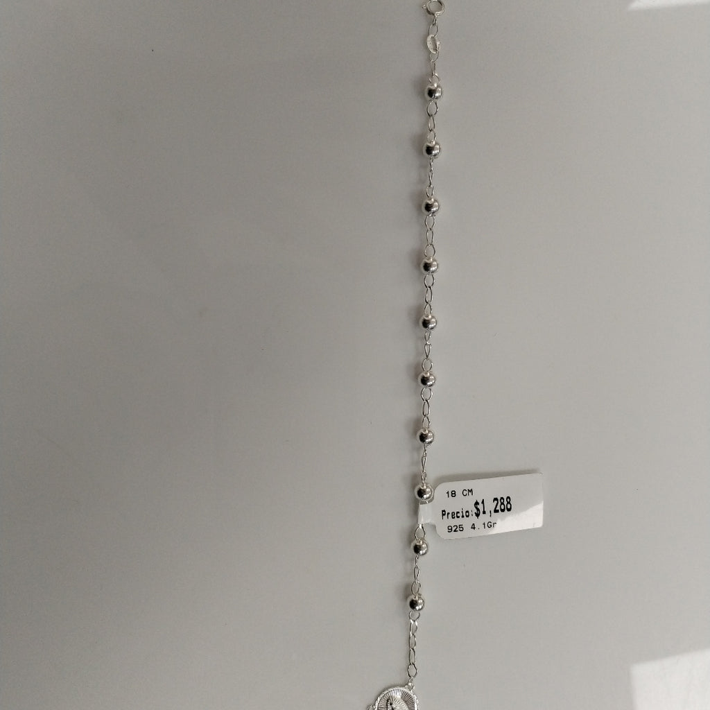 PULSERA TIPO ROSARIO PLATA .925 18 CM 4.12 GR (NUEVO)