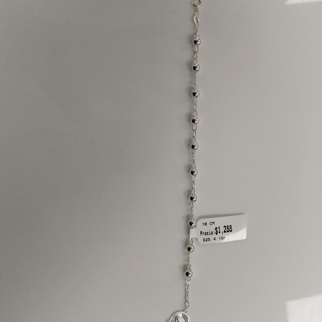 PULSERA TIPO ROSARIO PLATA .925 18 CM 4.12 GR (NUEVO)