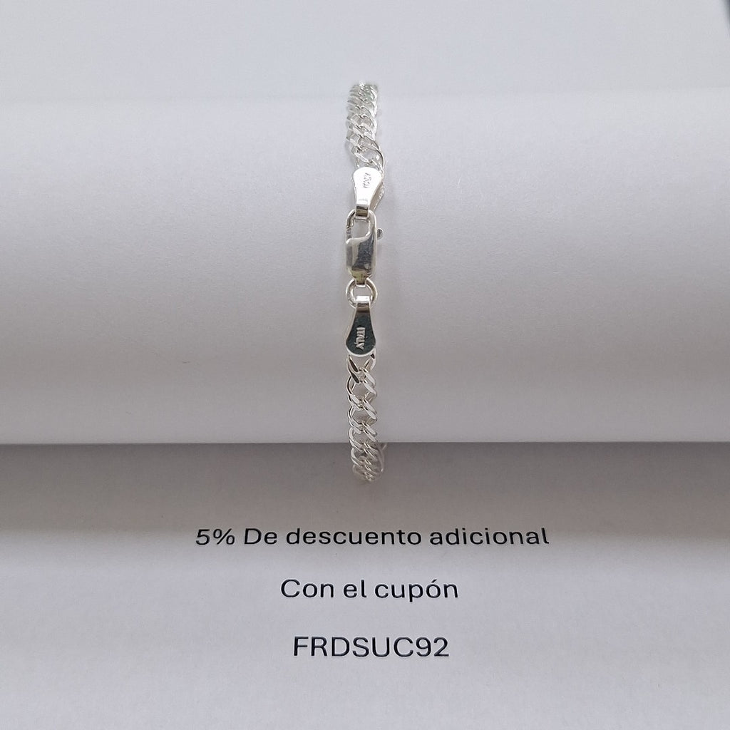 PULSERA DOBLE ESLABON PLATA .925 21 CM 3.63 GR (NUEVO)