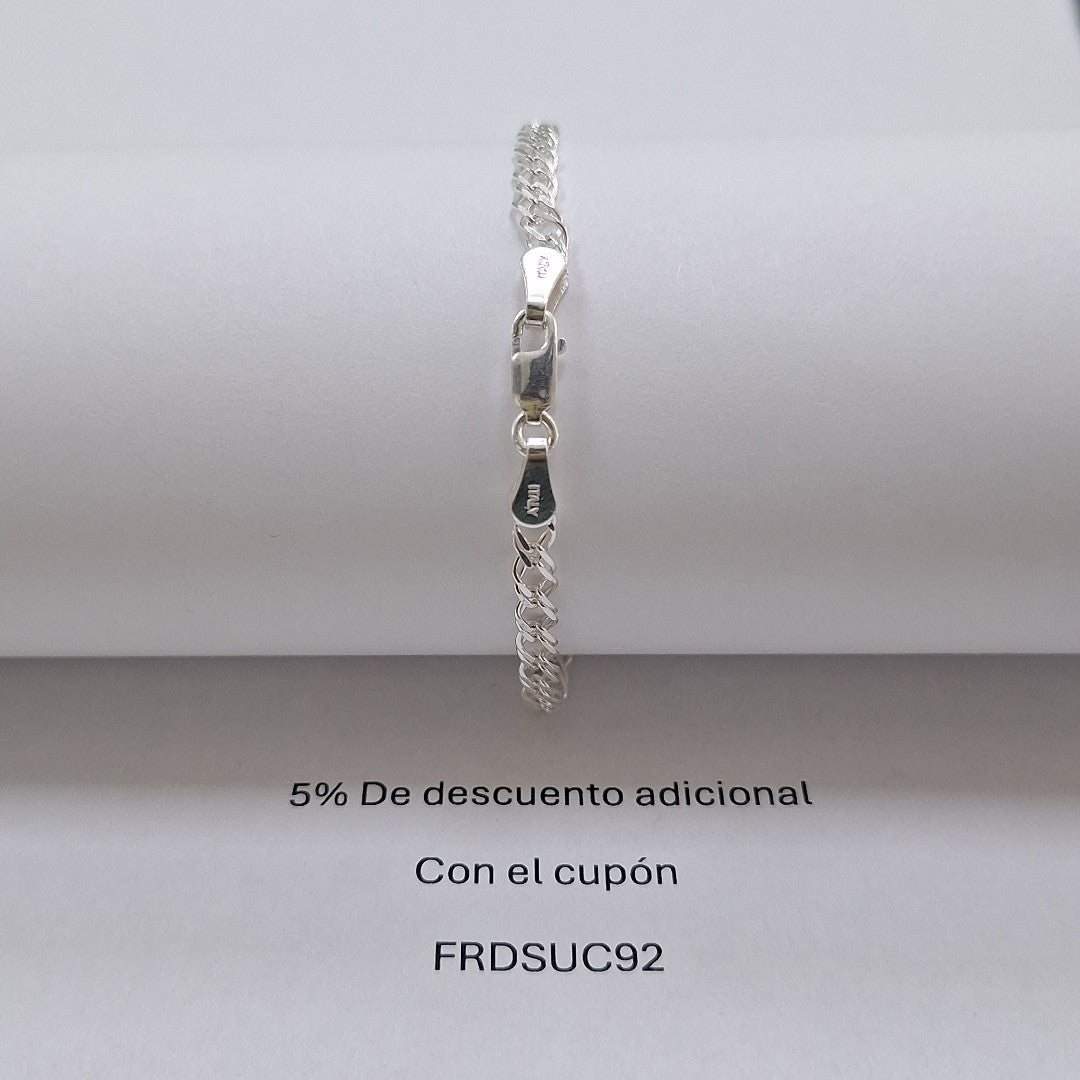 PULSERA DOBLE ESLABON PLATA .925 21 CM 3.63 GR (NUEVO)