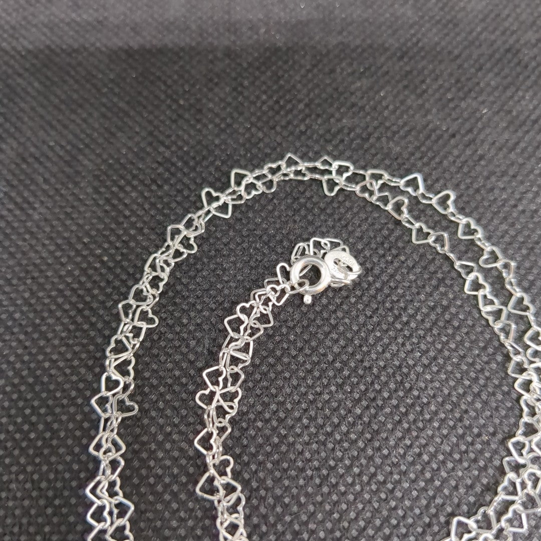 CADENA CORAZONES PLATA .925 55 CM 2.82 GR (NUEVO)