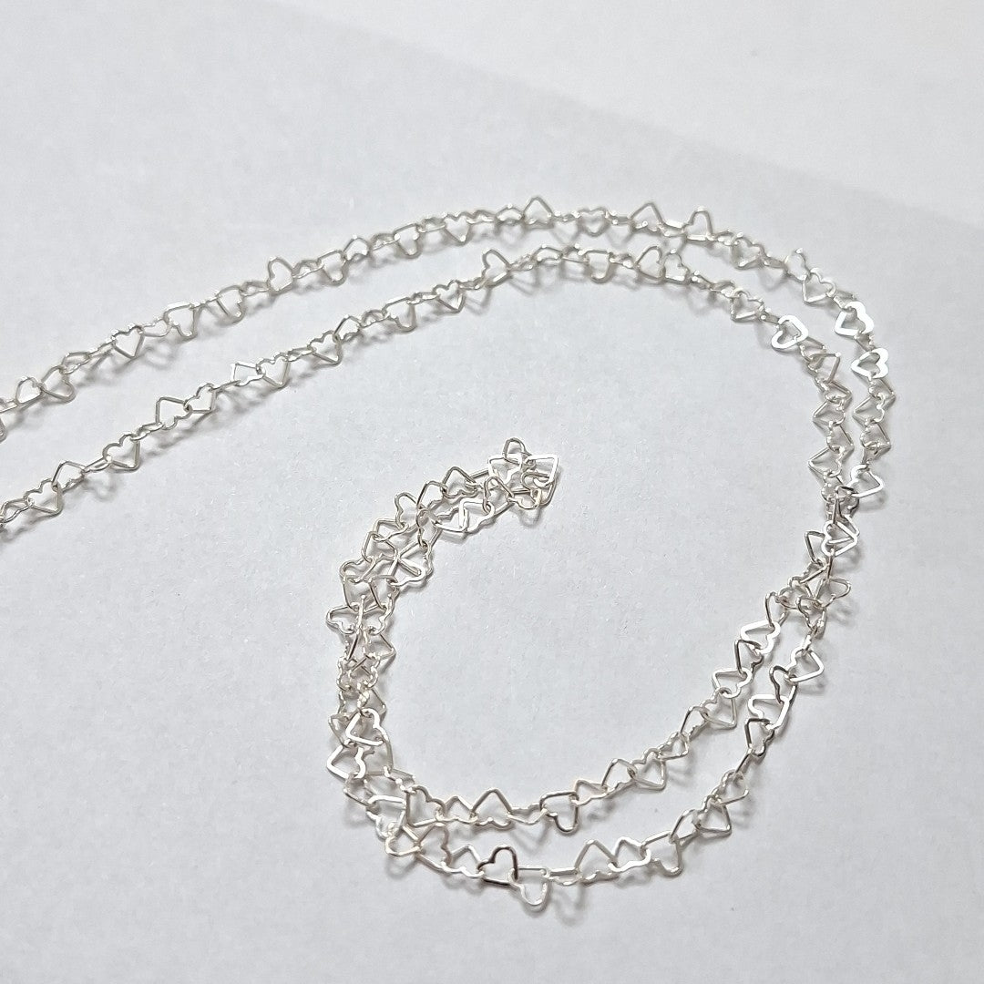 CADENA CORAZONES PLATA .925 60 CM 3.02 GR (NUEVO)