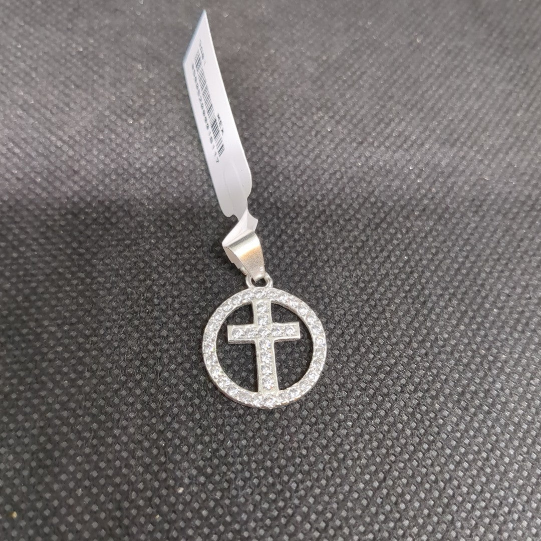 DIJE CRUZ C/CIRCONIAS PLATA .925 2.3 GR (NUEVO)