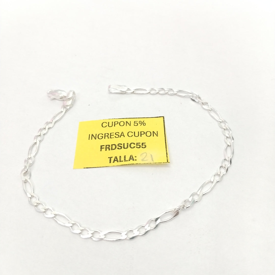 PULSERA TEJIDO 3X1 PLATA .925 21 CM 3.3 GR (NUEVO)
