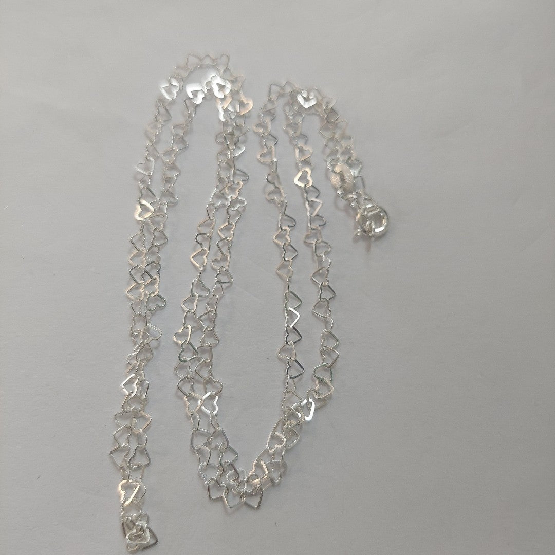 CADENA CORAZONES PLATA .925 60 CM 3.02 GR (NUEVO)