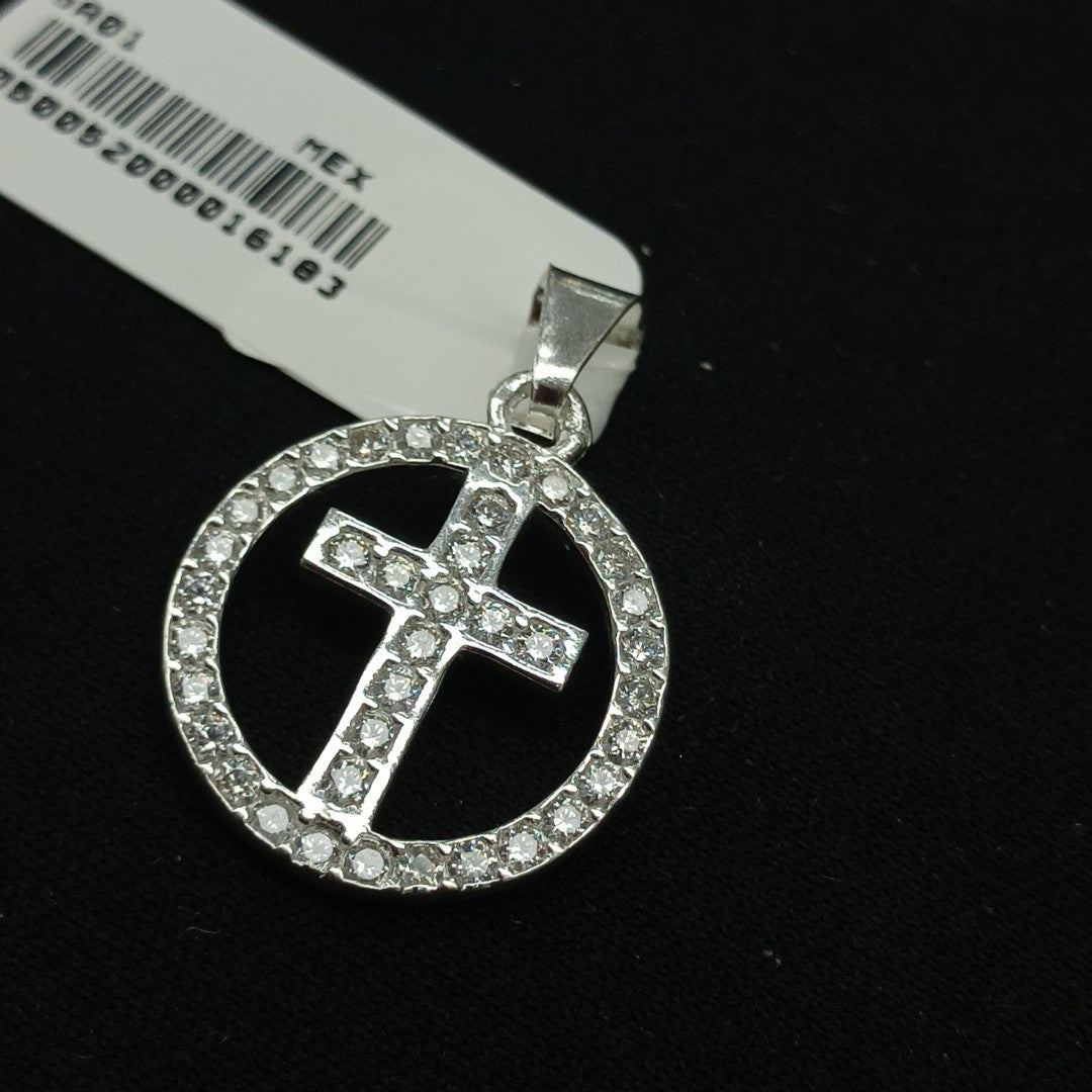 DIJE CRUZ C/CIRCONIAS PLATA .925 2.5 GR (NUEVO)