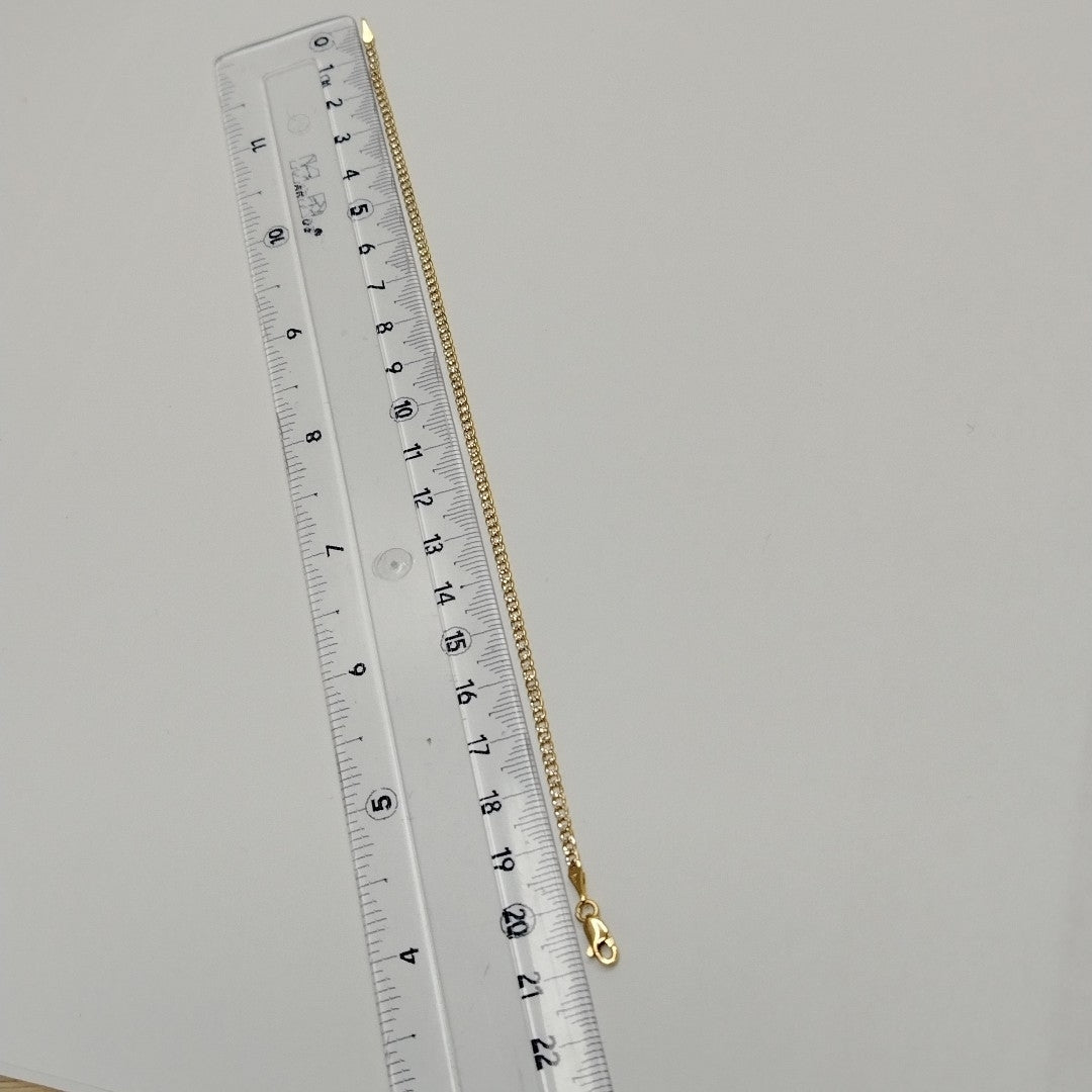PULSERAS BARBADA DIAMANTADA ORO 14K 18 CM 2.4 GR (NUEVO)