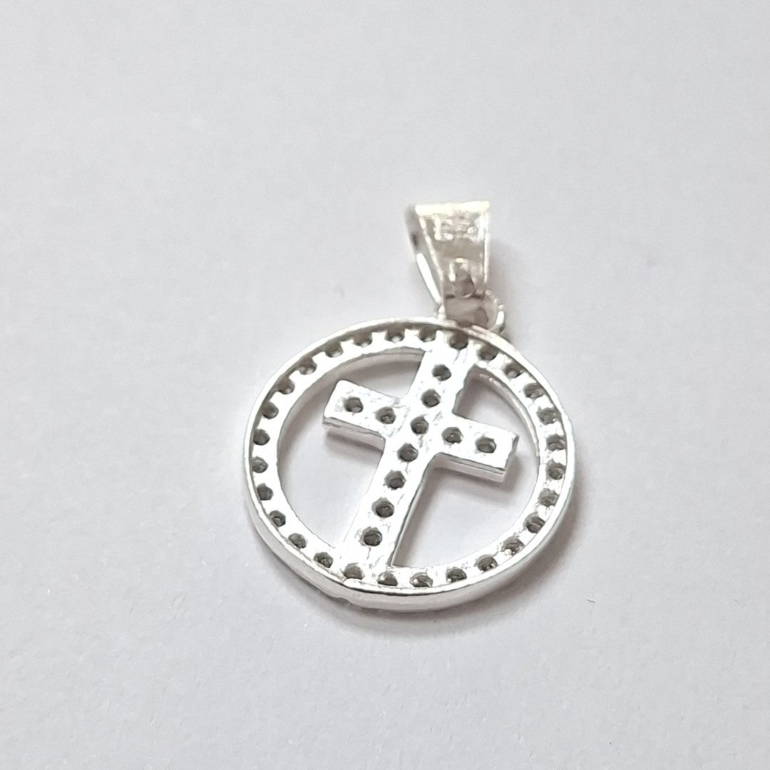 DIJE CRUZ C/CIRCONIAS PLATA .925 2.5 GR (NUEVO)