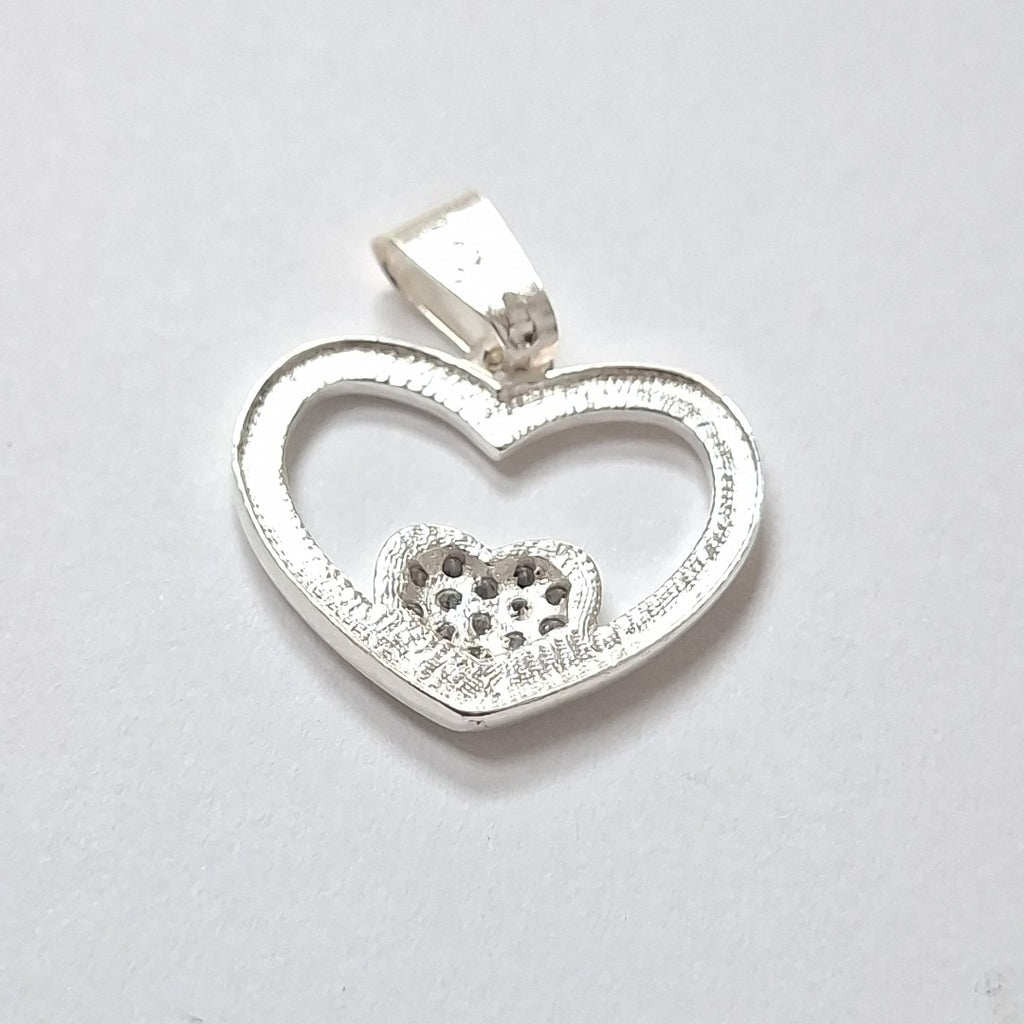 DIJE CORAZON C/CIRCONIAS PLATA .925 2.6 GR (NUEVO)