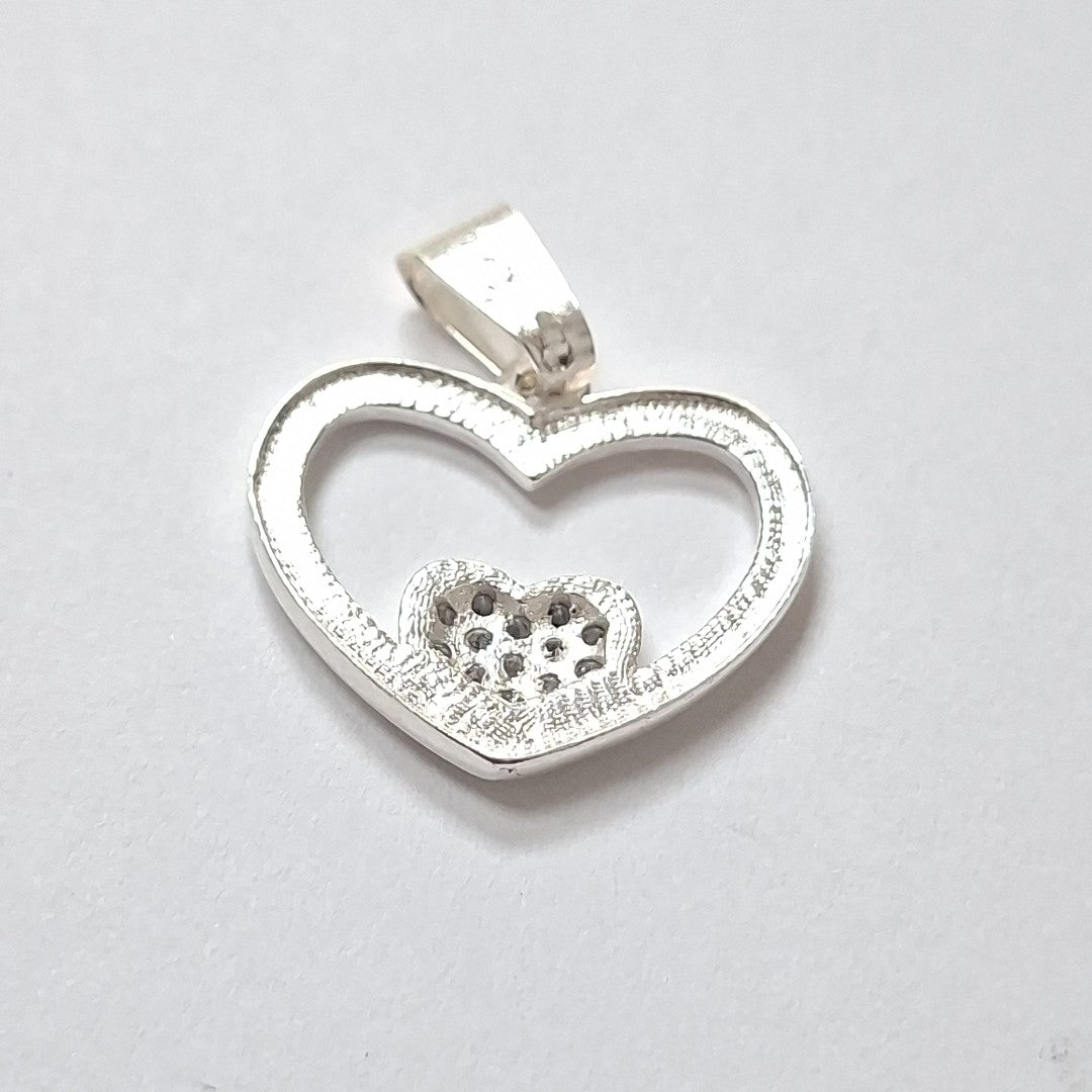 DIJE CORAZON C/CIRCONIAS PLATA .925 2.6 GR (NUEVO)