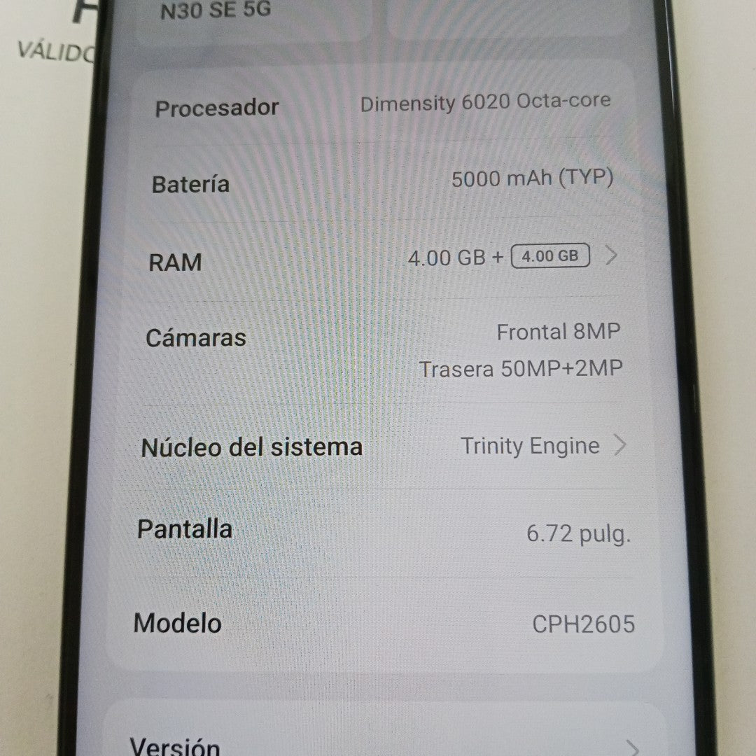 CELULAR ONE PLUS NORD N30 SE 5G CPH2605 (2024) 128 GB 4 GB RAM (SEMINUEVO)