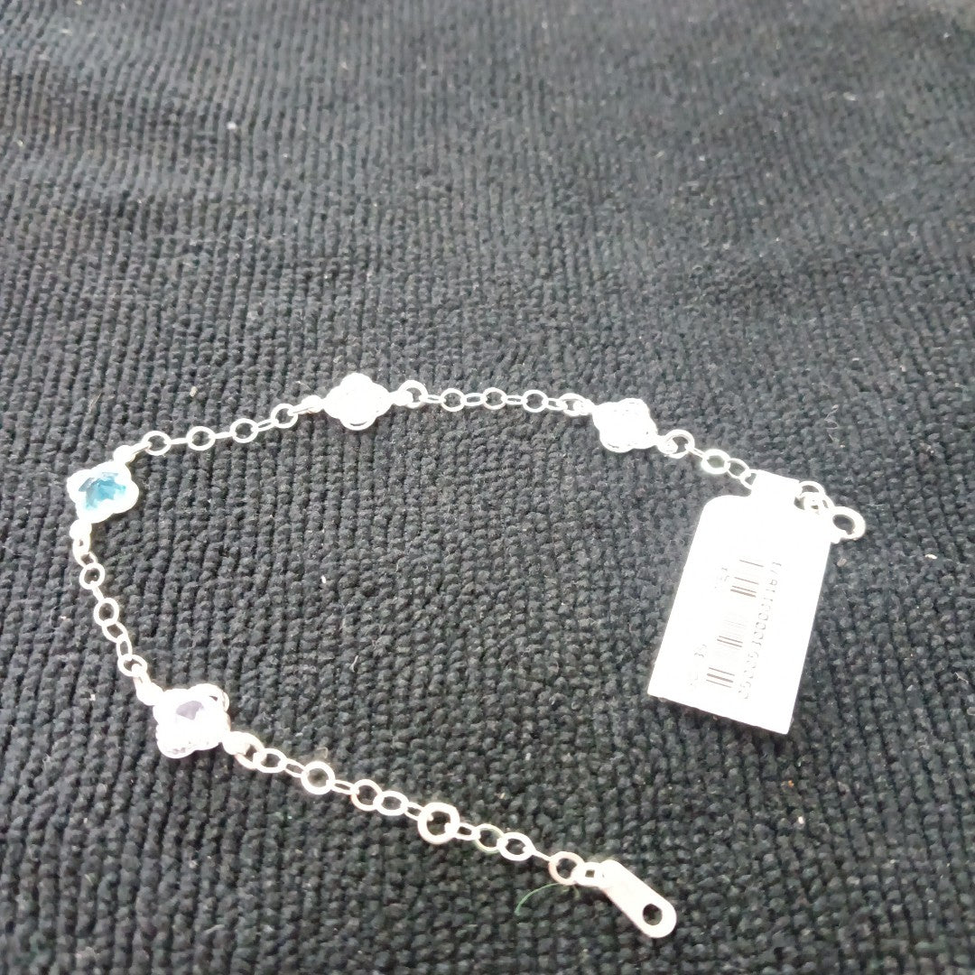 PULSERA ESPECIAL CON PIEDRAS DE COLOR PLATA .925 18 CM 3.32 GR (NUEVO)