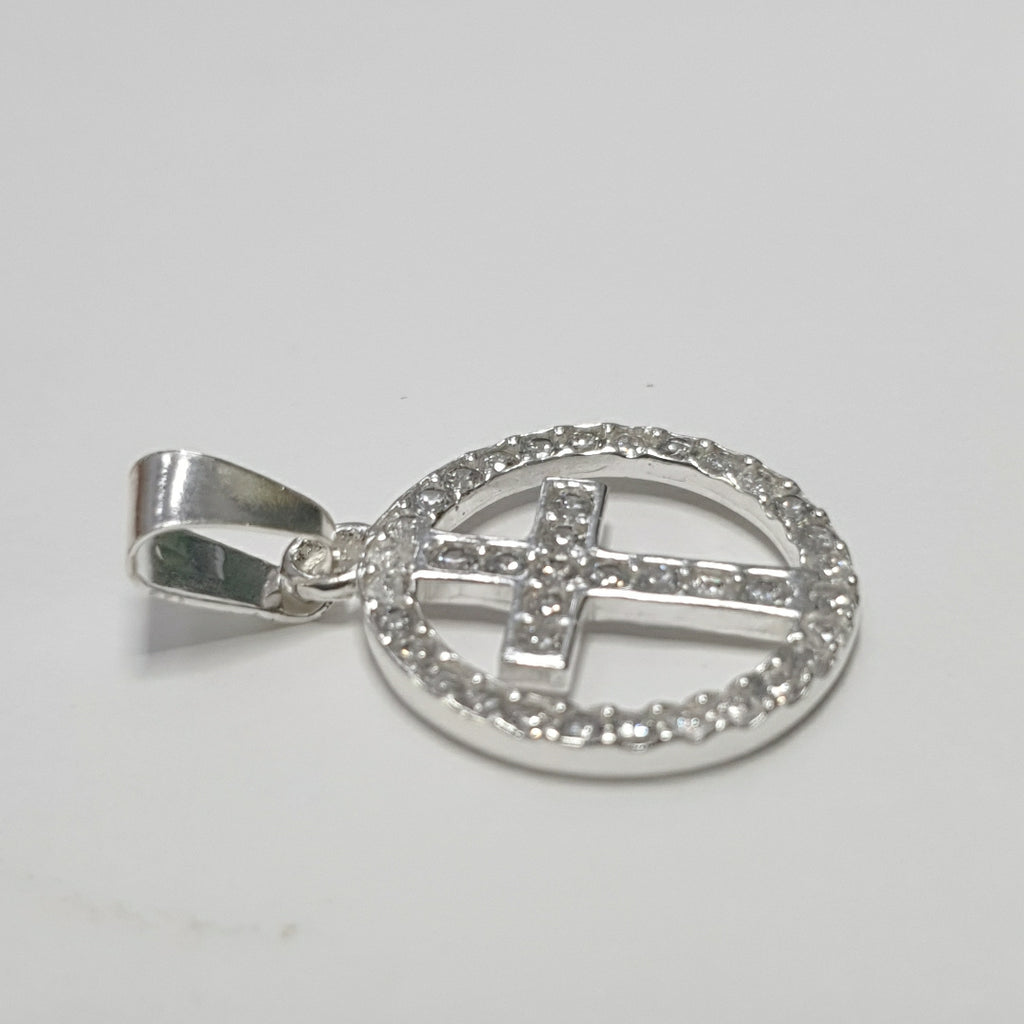 DIJE CRUZ C/CIRCONIAS PLATA .925 2.3 GR (NUEVO)