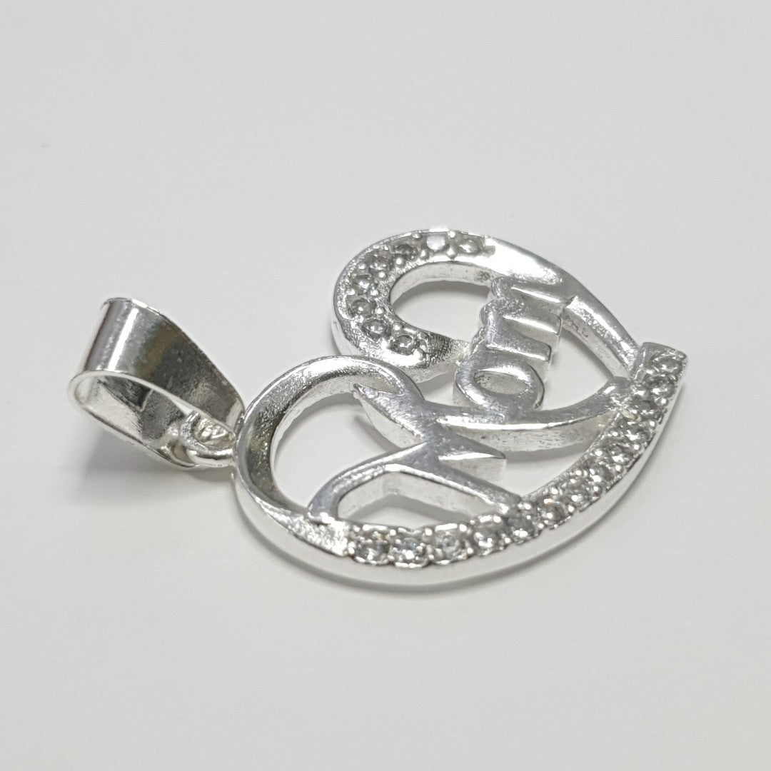 DIJE CORAZON C/CIRCONIAS PLATA .925 3.1 GR (NUEVO)