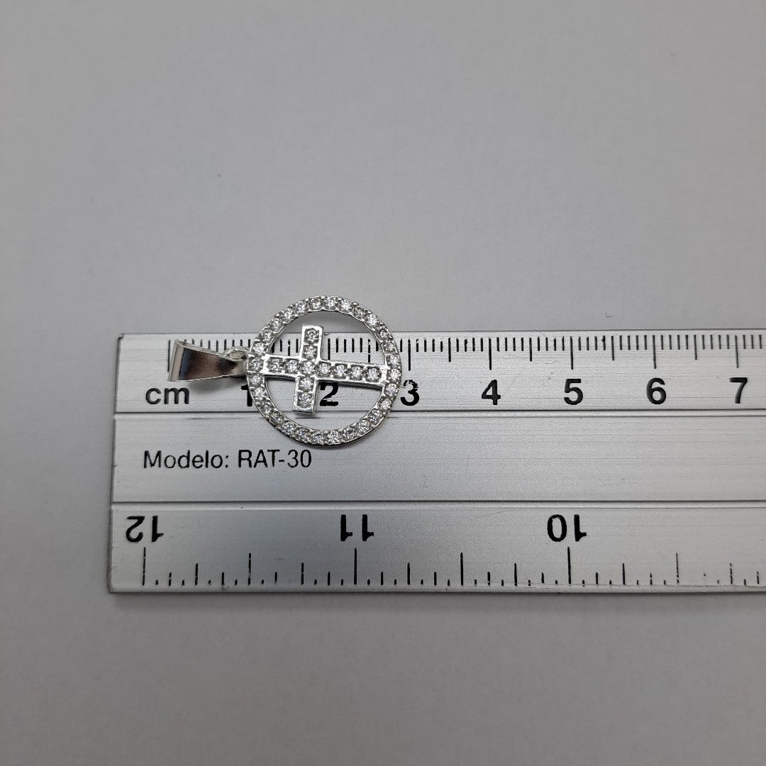 DIJE CRUZ C/CIRCONIAS PLATA .925 2.3 GR (NUEVO)
