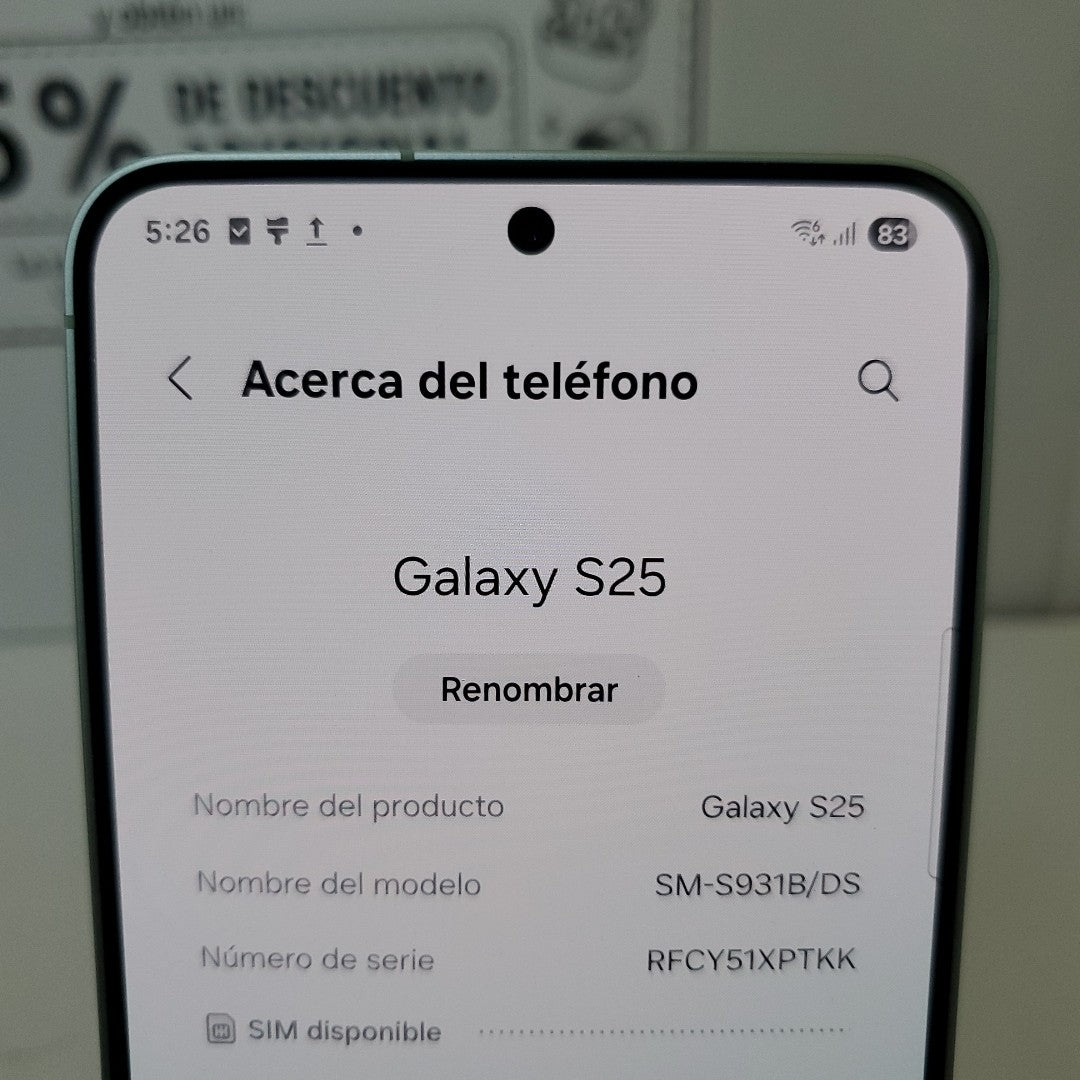 CELULAR SAMSUNG GALAXY S25 SM-S931B (2025) 256 GB 12 GB RAM (SEMINUEVO)