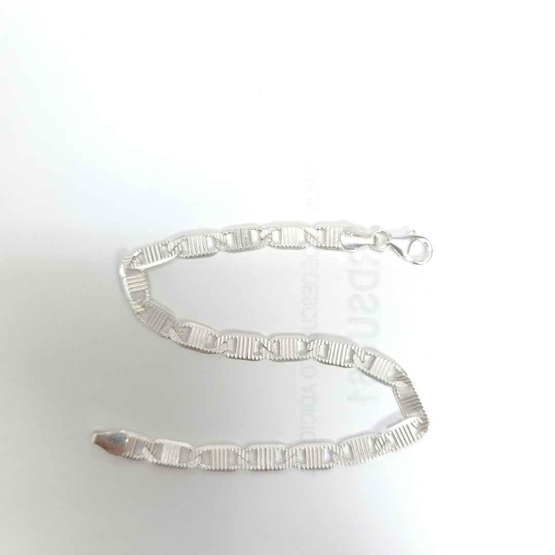 PULSERA TEJIDO ESPEJO PLATA .925 21 CM 8 GR (NUEVO)