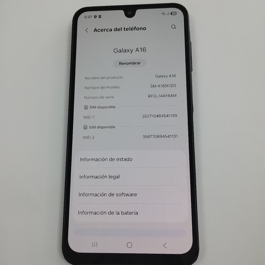 CELULAR SAMSUNG GALAXY A16 SM-A165F/DS (2024) 128 GB 4 GB RAM (SEMINUEVO)