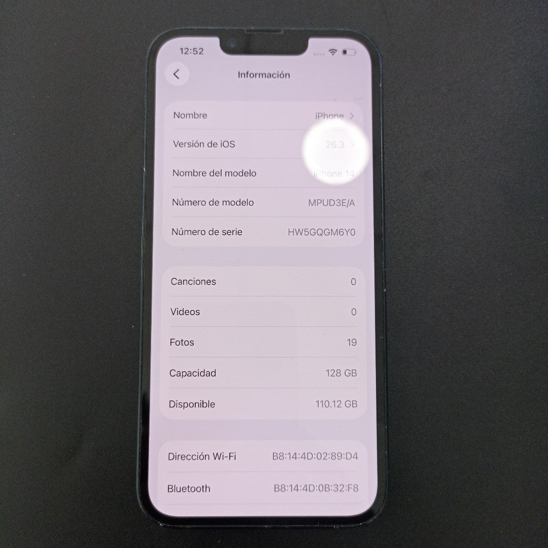 CELULAR APPLE IPHONE 14 A2881 128 GB 6 GB RAM (SEMINUEVO)