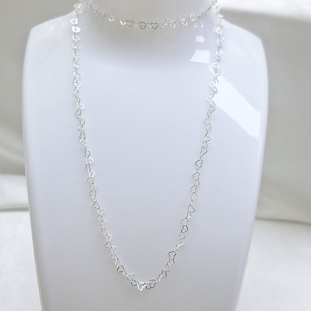 CADENA CORAZONES PLATA .925 55 CM 2.72 GR (NUEVO)