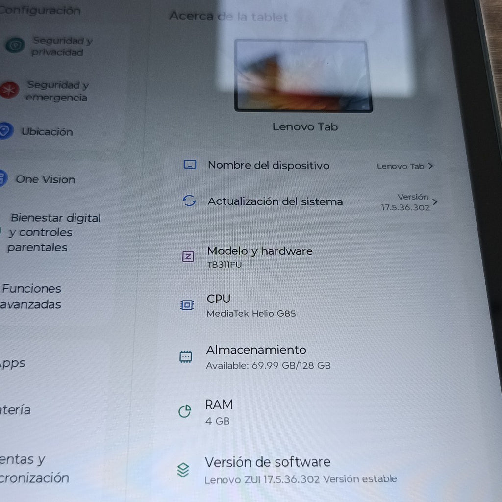TABLETA LENOVO TB311FU (2025) 128 GB 4 GB RAM (SEMINUEVO)