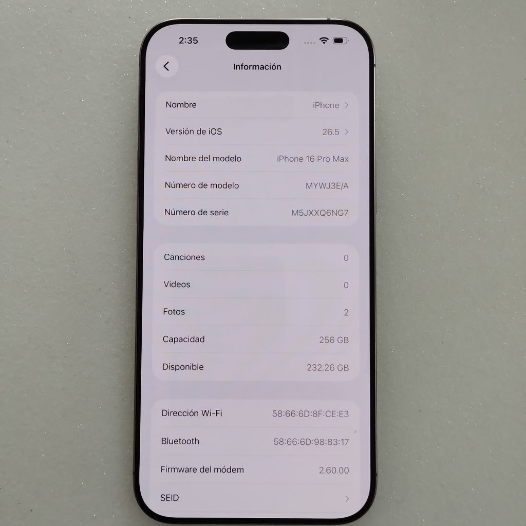 CELULAR APPLE IPHONE 16 PRO MAX A3295 (2024) 256 GB 8 GB RAM (SEMINUEVO)