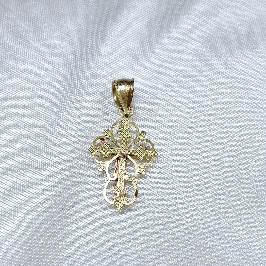 CRUCIFIJO ORO PLATINO 14 K 1,40 GRMS (SEMINUEVO)