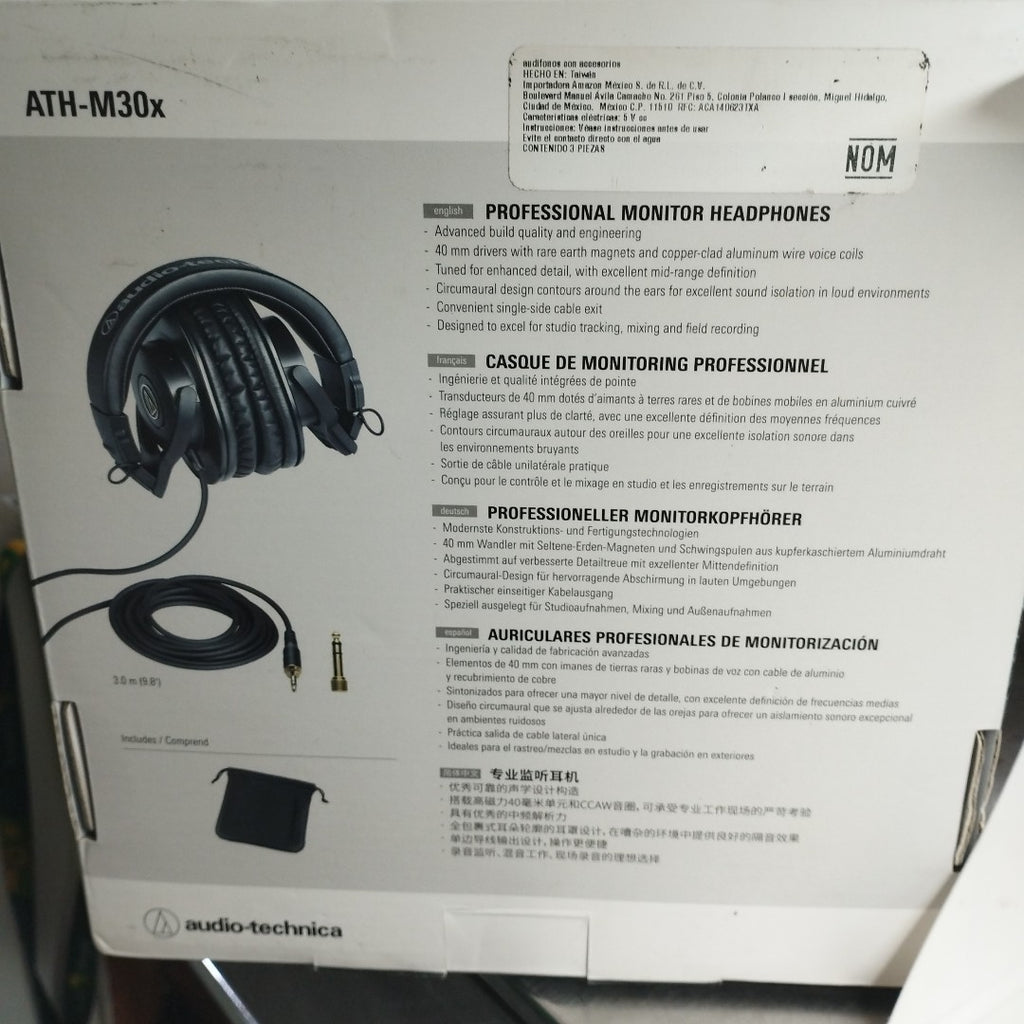 AUDIFONOS AUDIO-TECHNICA ATH-M30X ALAMBRICO OVER EAR (SEMINUEVO)