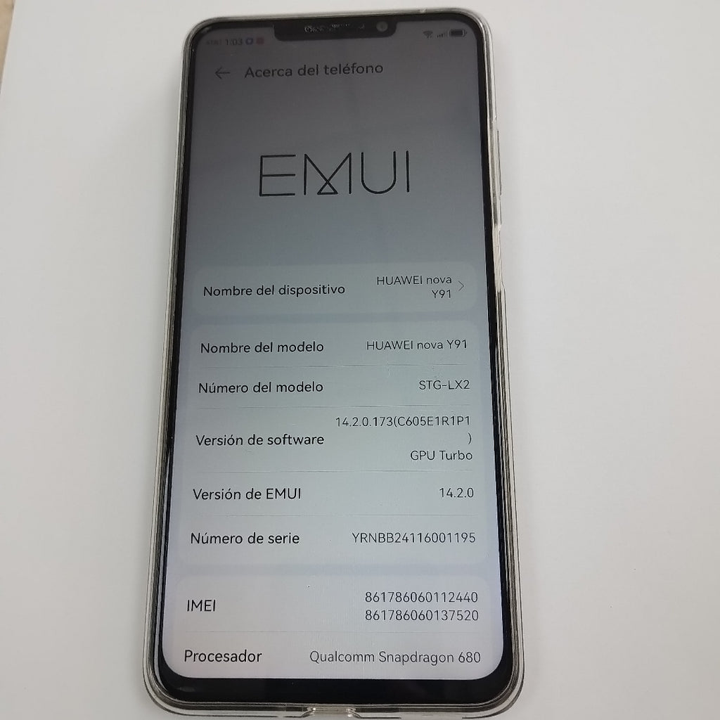 CELULAR HUAWEI NOVA Y91 STG-LX2 128 GB 8 GB RAM (SEMINUEVO)